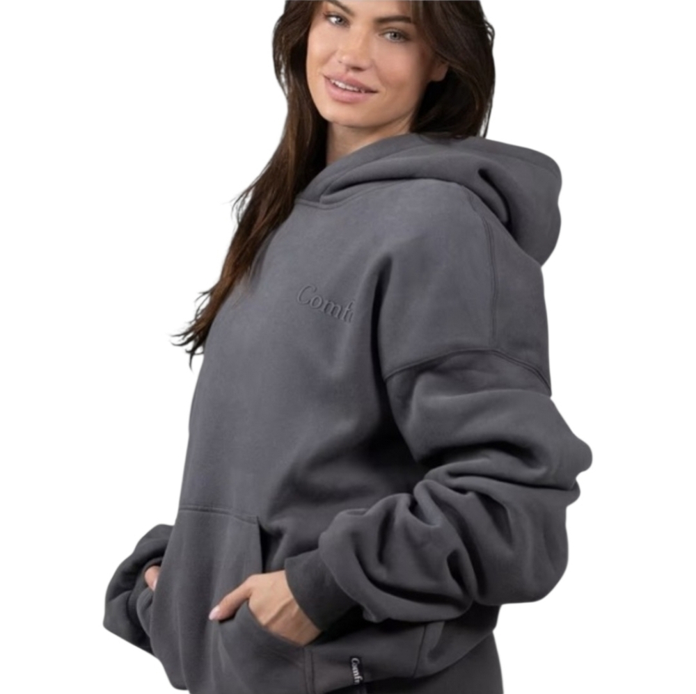 Comfrt Minimalist Steel Gray Hoodie Unisex Size M Oversized New In Bag